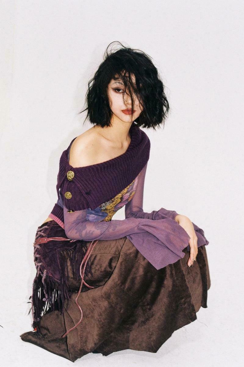 Fairy Grunge Off-Shoulder Mesh Top - Y2K Aesthetic with Flare for Summer Outfits