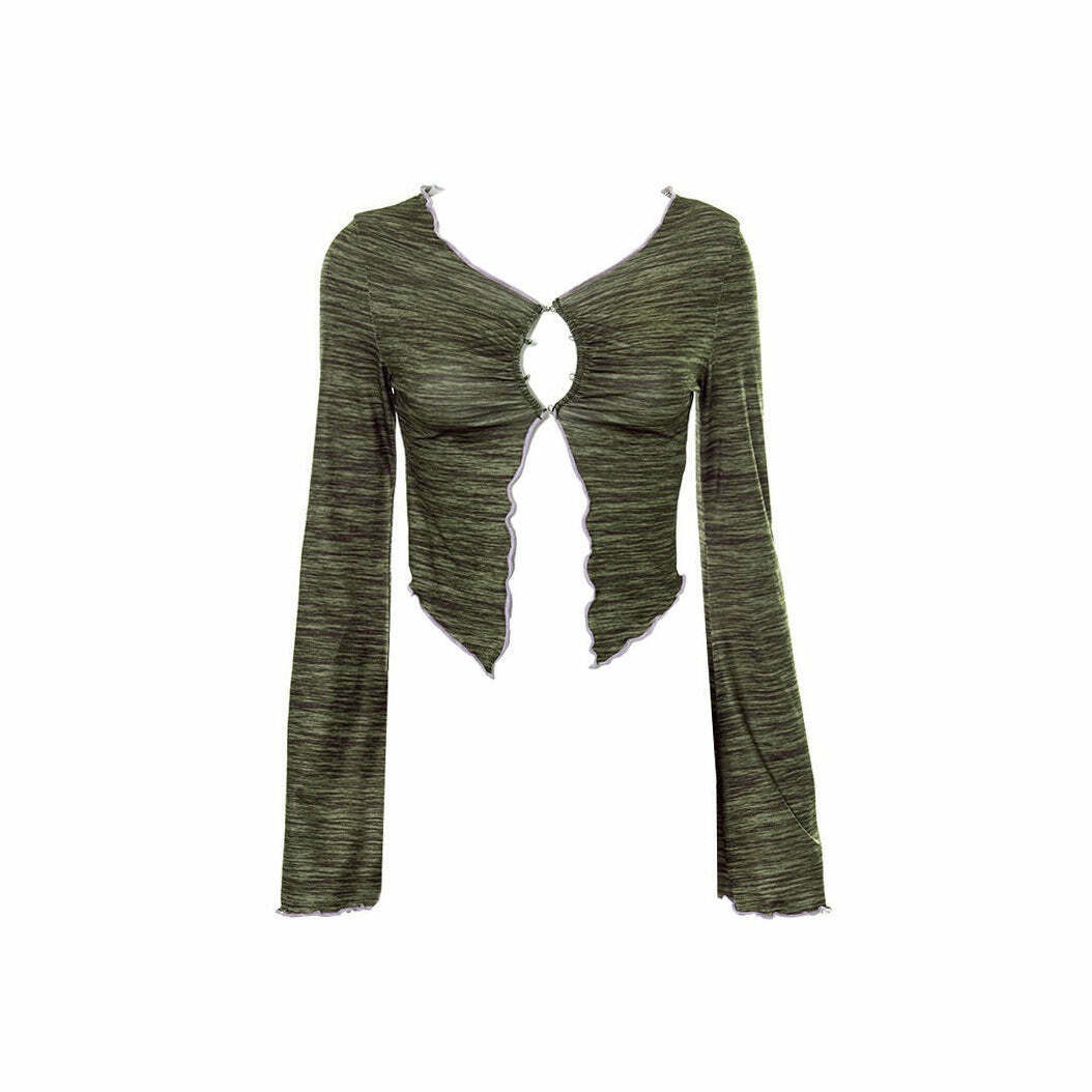 Grunge Aesthetic Long Sleeve Top for Y2K Summer Outfits and 90s Fashion Lovers