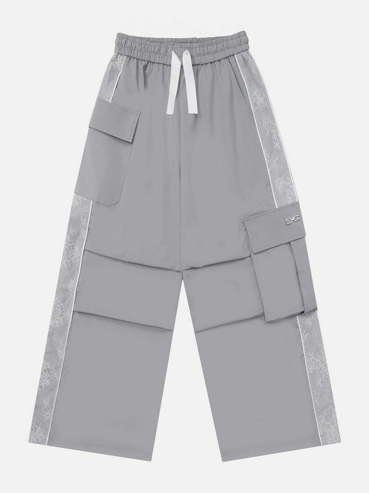 Lace Patchwork Y2K Cargo Pants - Trendy Grunge Style for Summer Outfits and Parties