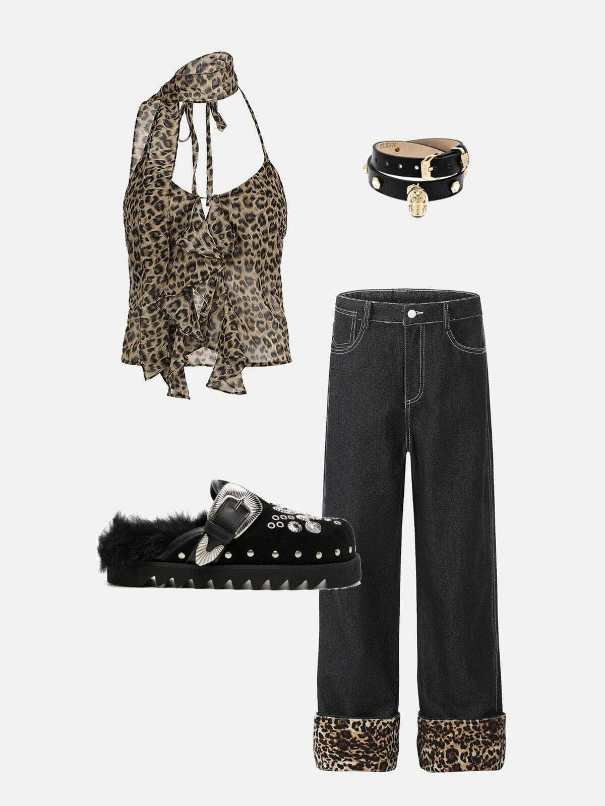 Leopard Print Y2K Halter Cami Top - Trendy Summer Outfit for Retro Style Lovers