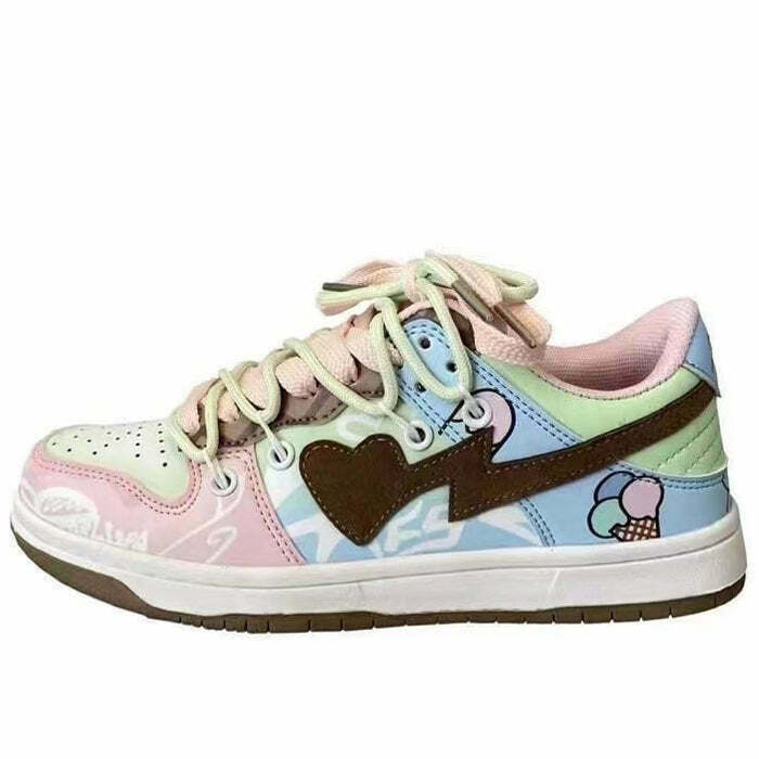Pastel Heart Aesthetic Sneakers - Y2K Fashion Trendy Footwear