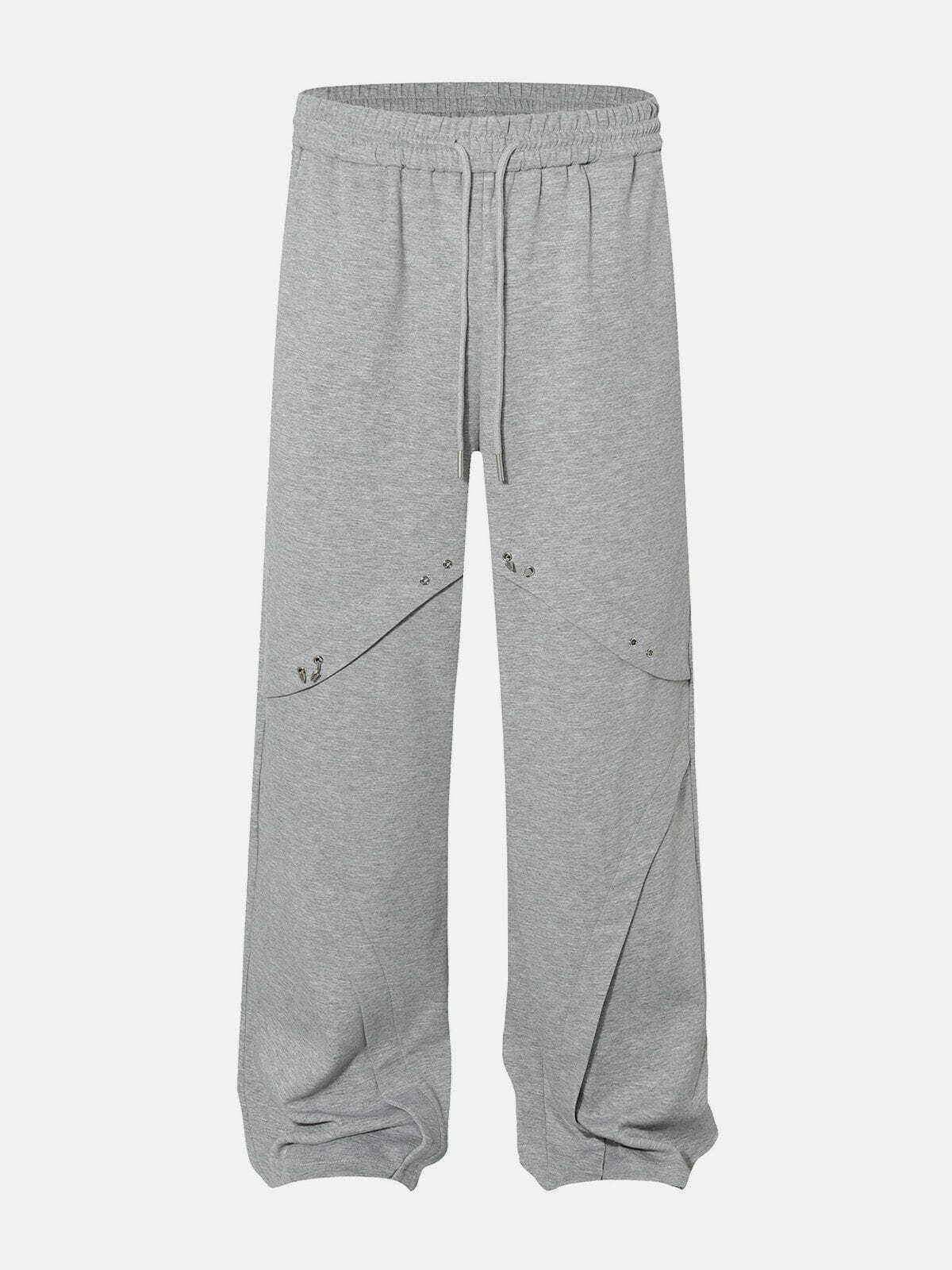 Rivet Decorative Sweatpants: Trendy Y2K Grunge Style for Effortless Summer Outfits