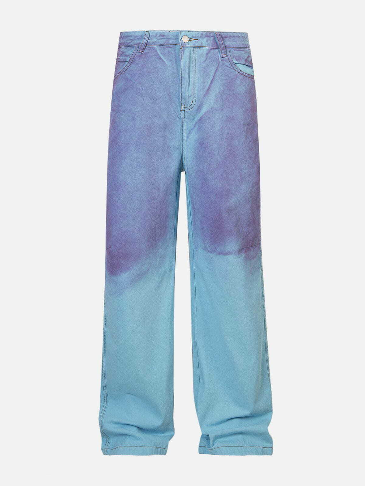 Trendy Blue Purple Loose Jeans - Y2K Grunge Style for Effortless Summer Outfits
