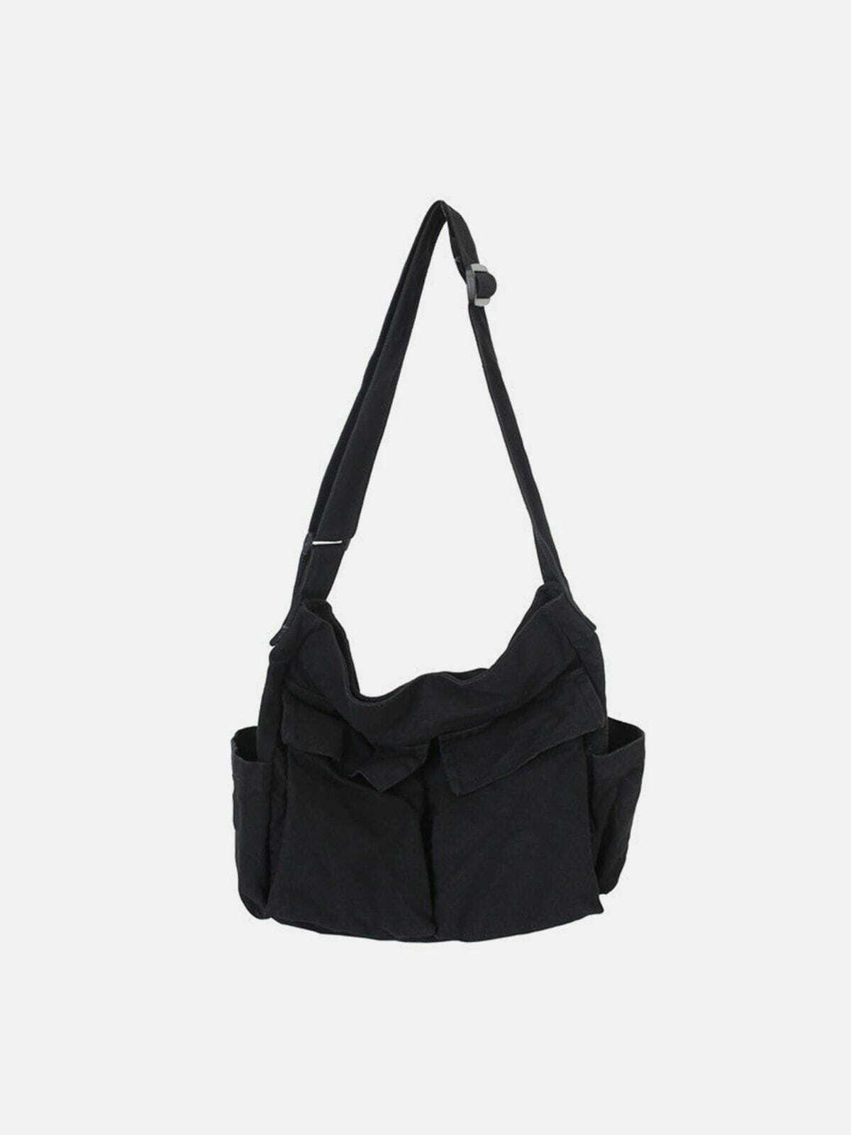 Trendy Solid Color Big Pocket Shoulder Bag for Y2K Fashion & 90s Inspired Outfits
