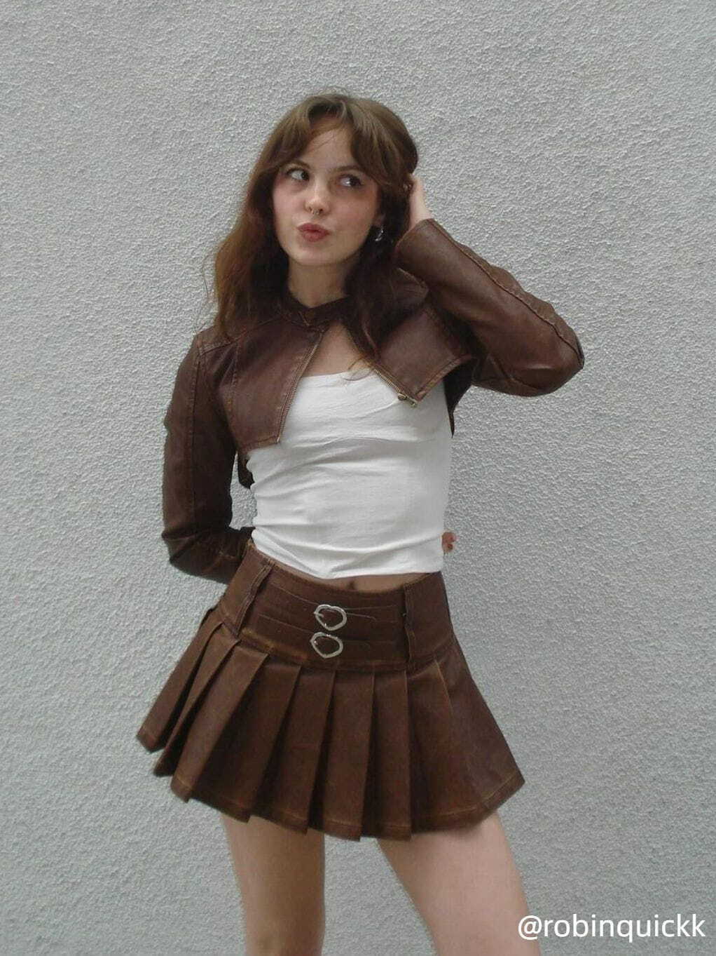 Trendy Washed Cropped Faux Leather Jacket for Y2K Grunge and 90s Summer Outfits