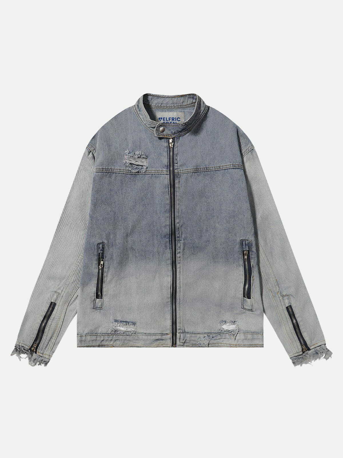 Trendy Washed Distressed Denim Jacket - Perfect for Y2K Summer Outfits & 90s Fashion Vibes