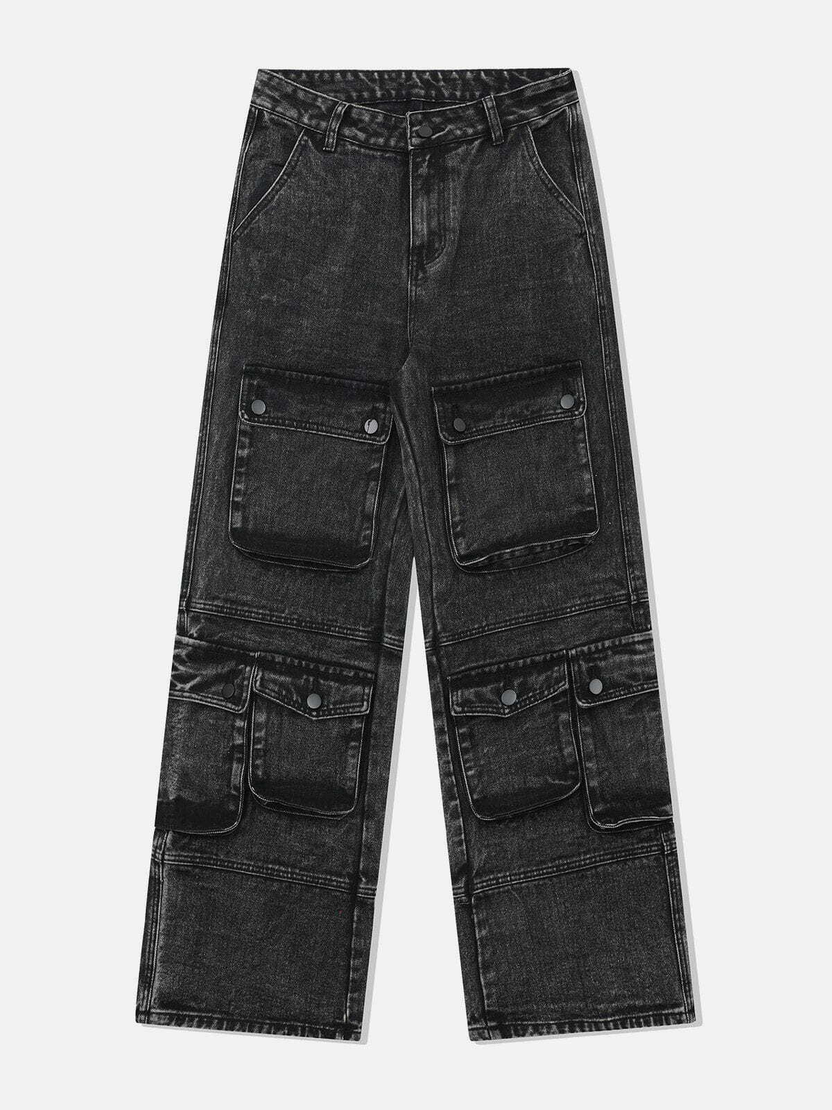 Trendy Washed Multi Pocket Jeans for Y2K Summer Outfits & 90s Grunge Fashion