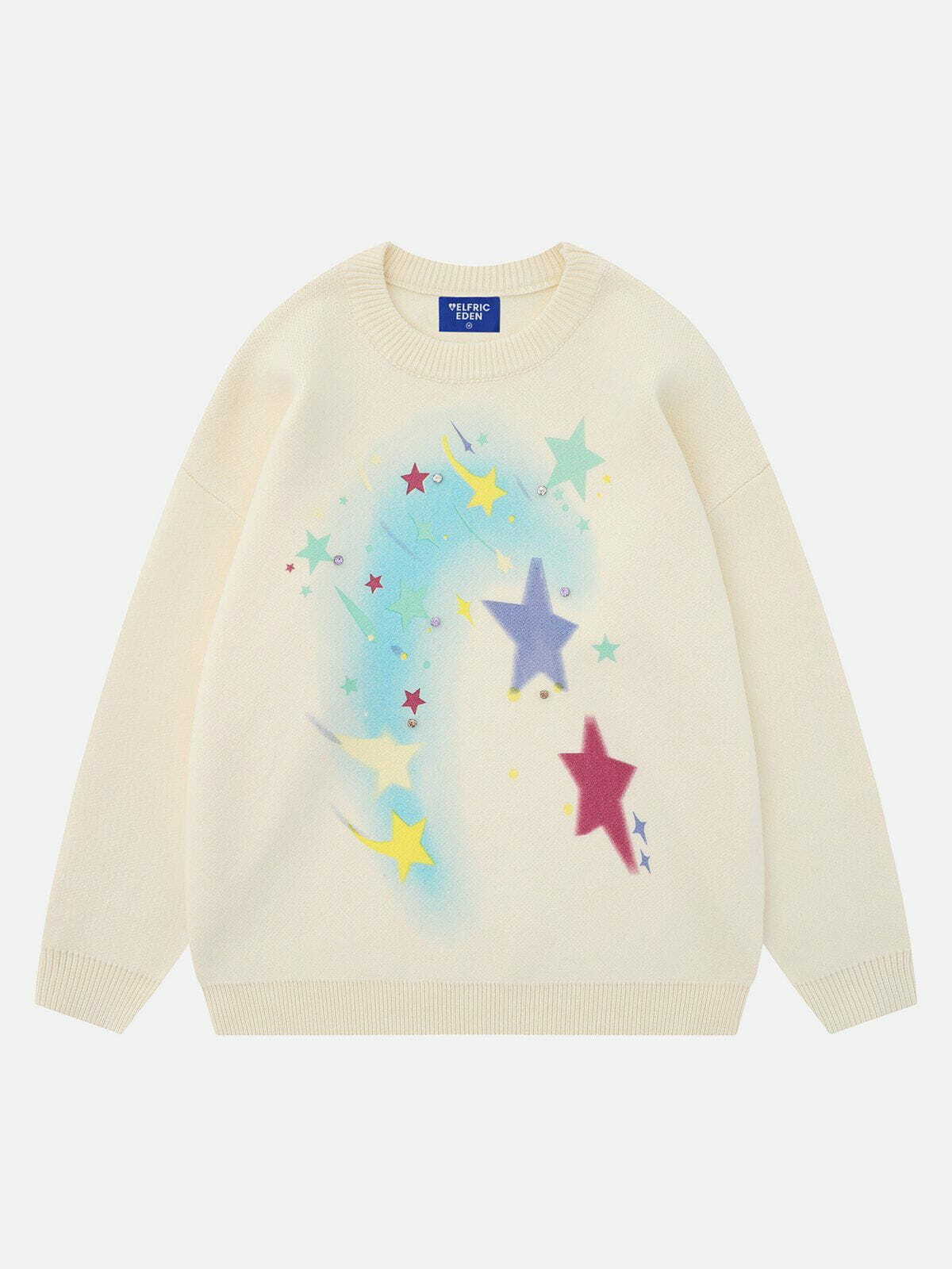 Trendy Y2K Multi Star Sweater - Perfect for Summer Outfits and Retro 90s Vibes