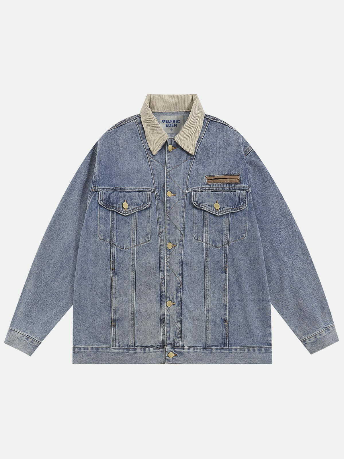 Trendy Y2K Patchwork Denim Jacket - Retro 90s Grunge Style for Summer Outfits