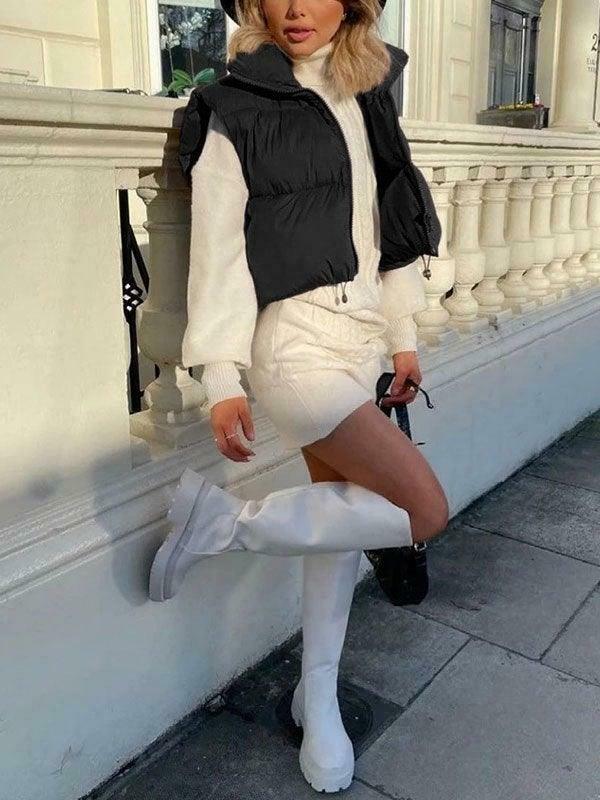 Trendy Y2K Sleeveless Cropped Puffer Jacket for Stylish Summer Outfits and Layering