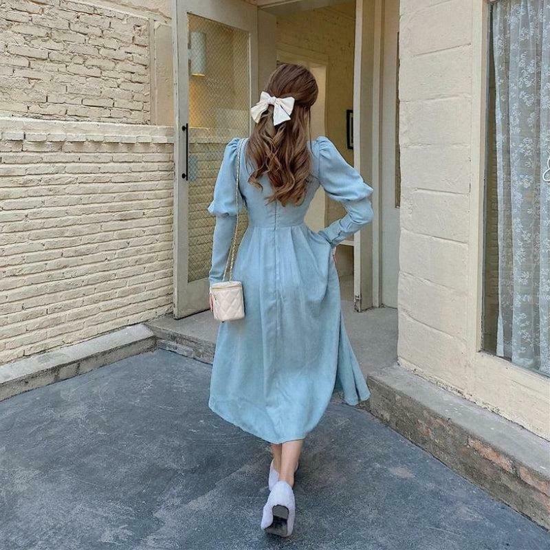 Vintage Balloon Sleeve Maxi Dress Y2K Style for Elegant Summer Outfits