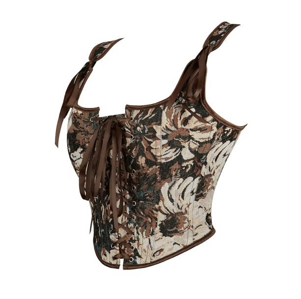 Vintage Brown Corset: Y2K Fashion Essential for Aesthetic Coquette Style