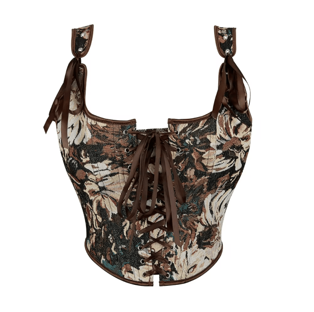 Vintage Brown Corset: Y2K Fashion Essential for Aesthetic Coquette Style
