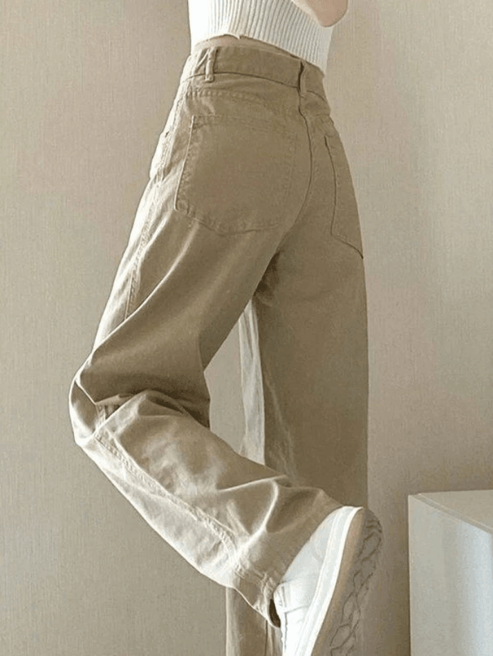 Vintage Khaki Boyfriend Jeans - Y2K Style Cargo Pants for Effortless Grunge Aesthetic