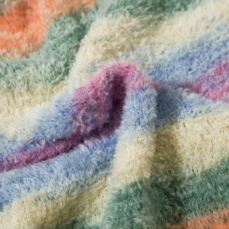 Vintage Y2K Multicolored Yarn Plush Sweater Vest for Cozy Grunge Aesthetic Outfits