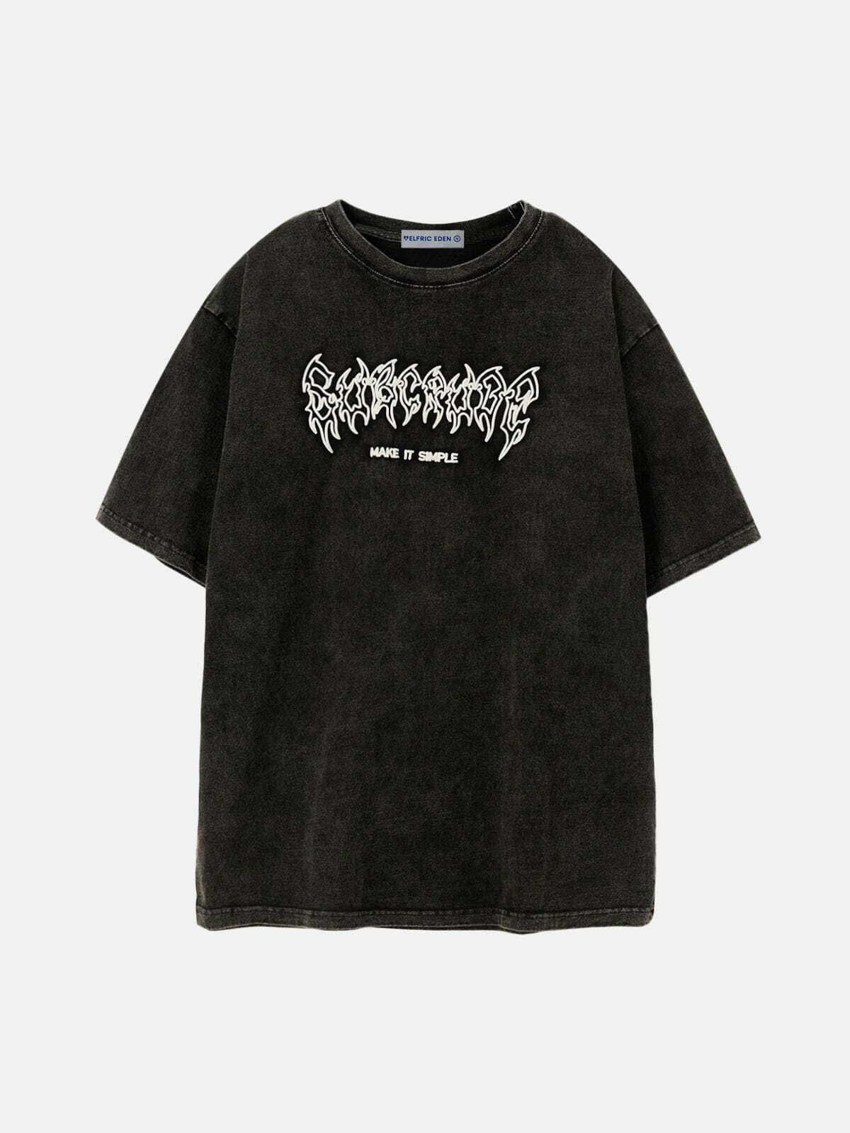 Washed Wings Print Tee - Y2K Grunge Top for Effortless Summer Style and Retro Vibes