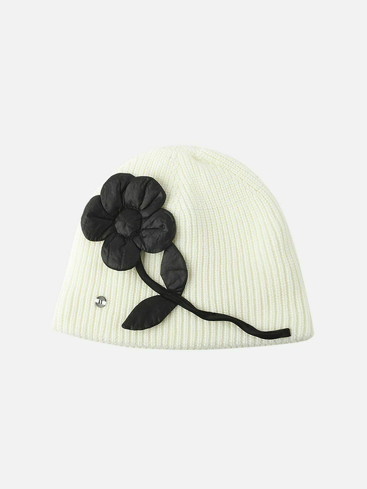 Y2K 3D Flower Knit Bucket Hat - Trendy Summer Accessory for Y2K Fashion Lovers