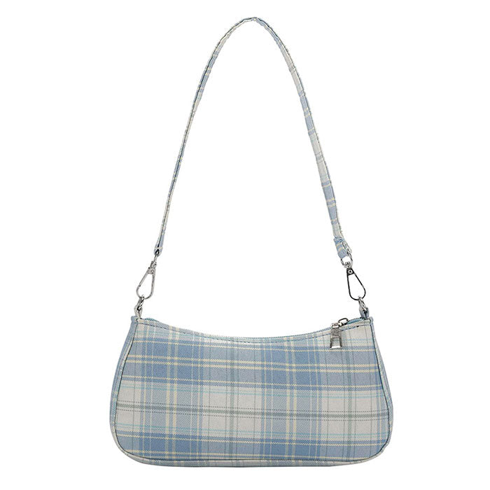 Y2K Aesthetic Soft Girl Plaid Baguette Bag - Trendy 90s Inspired Fashion Accessory