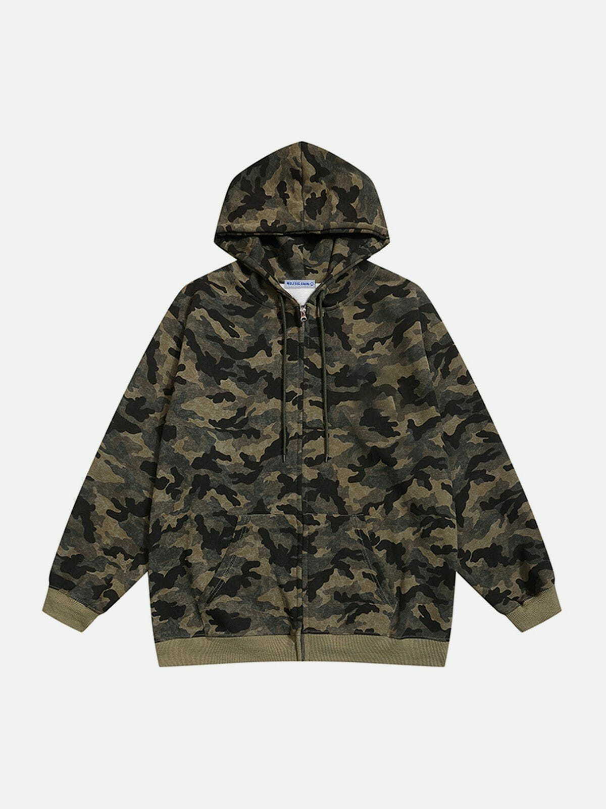Y2K Camouflage Zip Up Hoodie - Trendy Grunge Style for Summer Outfits and Retro Vibes
