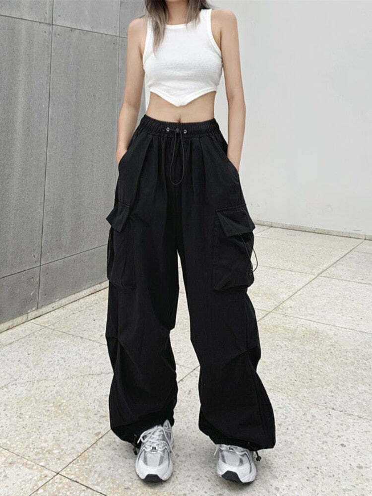 Y2K Cargo Parachute Pants: Trendy 90s Grunge Style for Effortless Summer Outfits