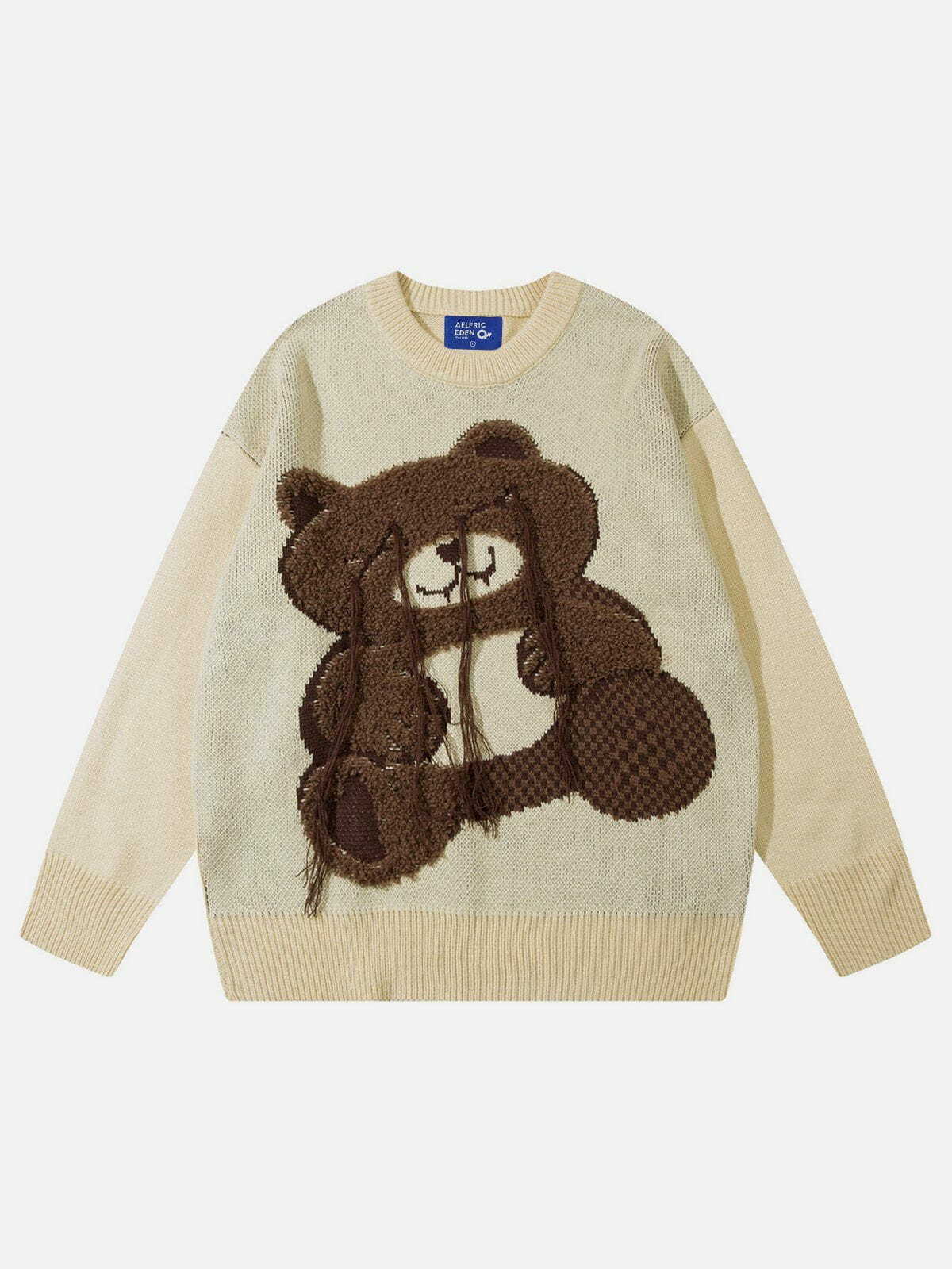 Y2K Cartoon Bear Tassel Sweater - Trendy Grunge Outfit for Summer Vibes