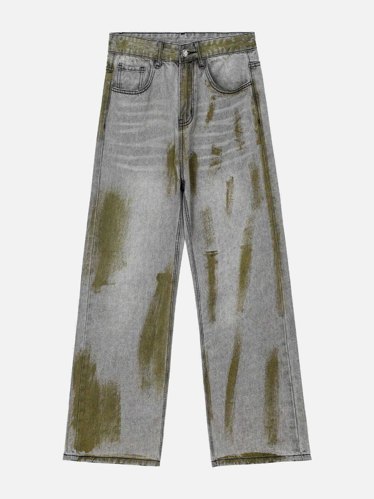 Y2K Color Block Loose Jeans: Retro 90s Grunge Style for Effortless Summer Outfits