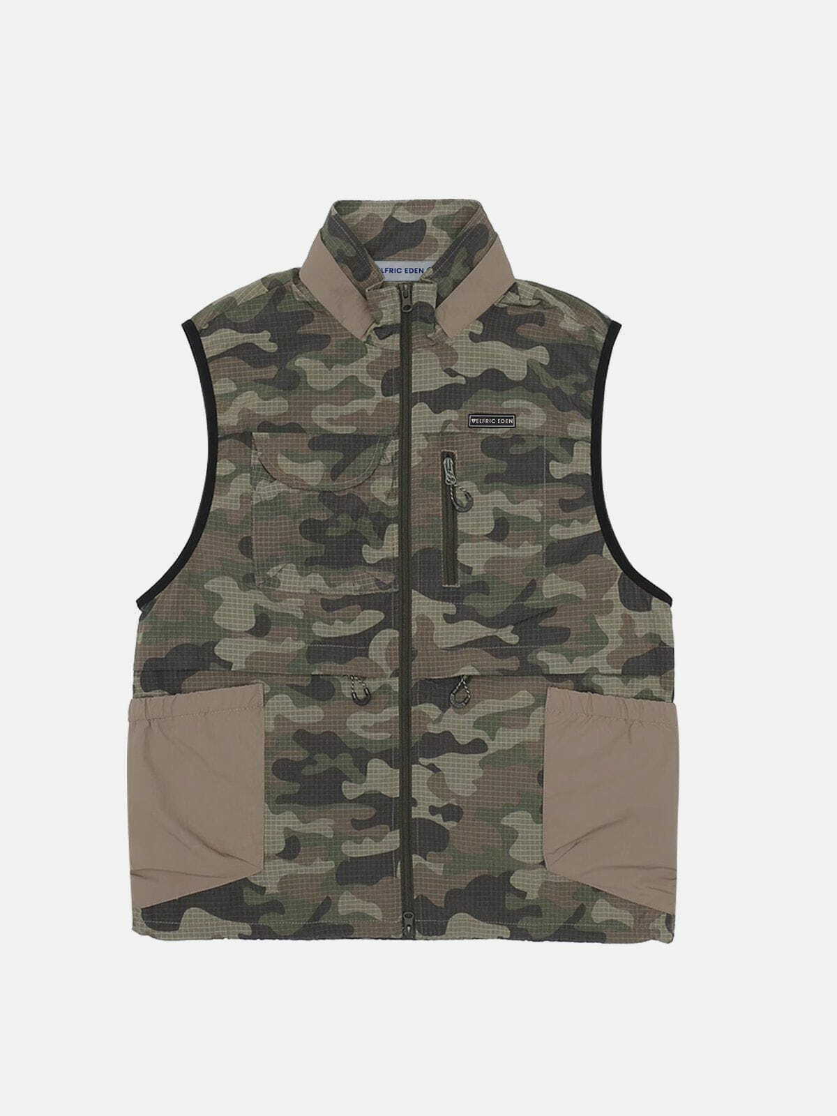 Y2K Color Blocking Camouflage Vest - Trendy Grunge Style for Summer Outfits and Parties