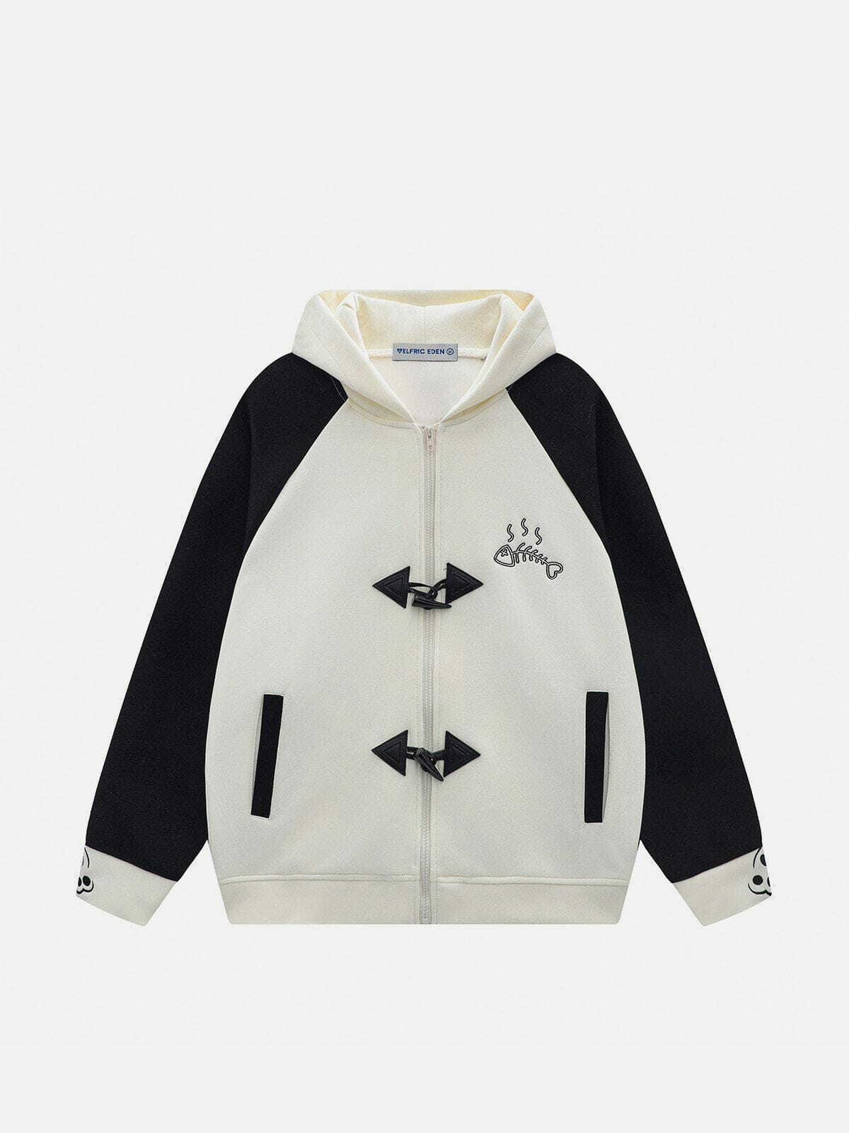 Y2K Color Blocking Cat Hoodie - Trendy Grunge Style for Summer Outfits & Retro Vibes