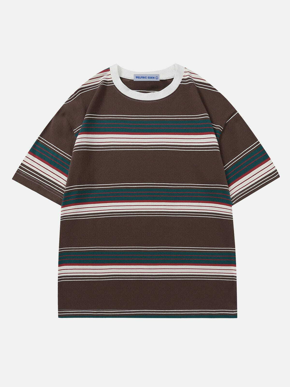 Y2K Color Blocking Stripe Tee - Retro 90s Fashion Top for Trendy Summer Outfits