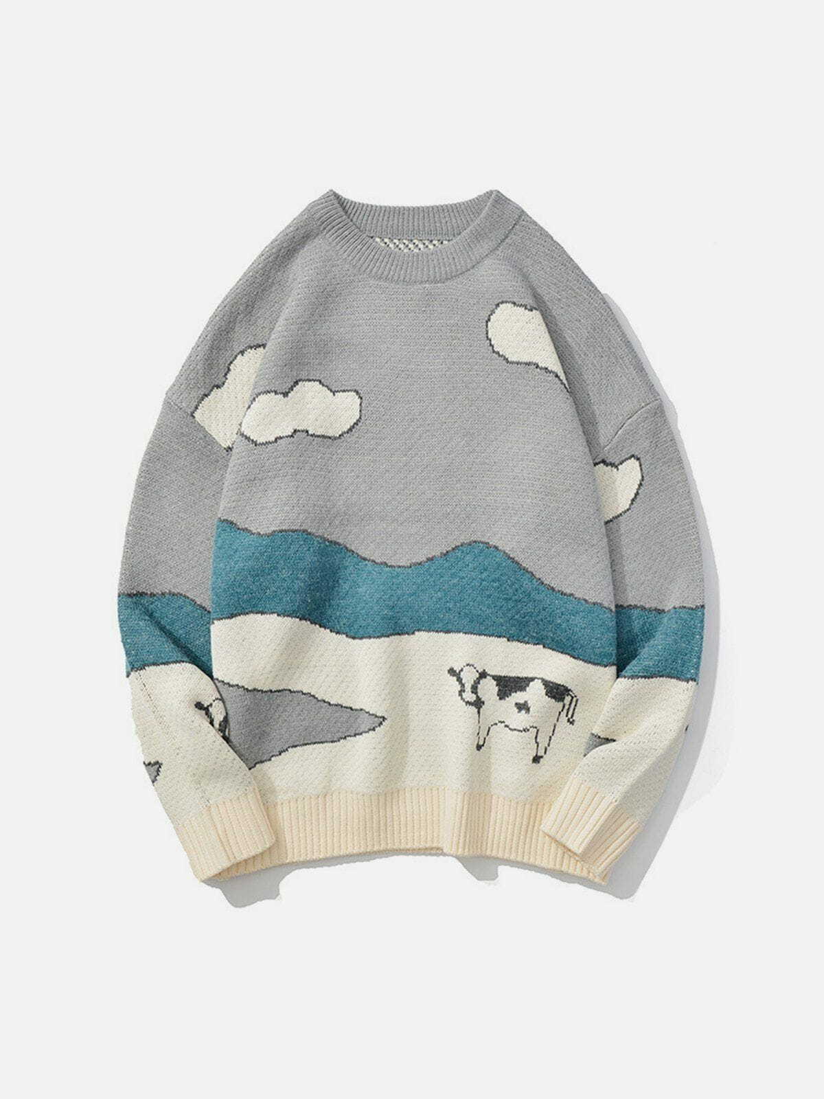 Y2K Cow Print Sweater: Retro Grunge Style for Trendy Summer Outfits and Parties