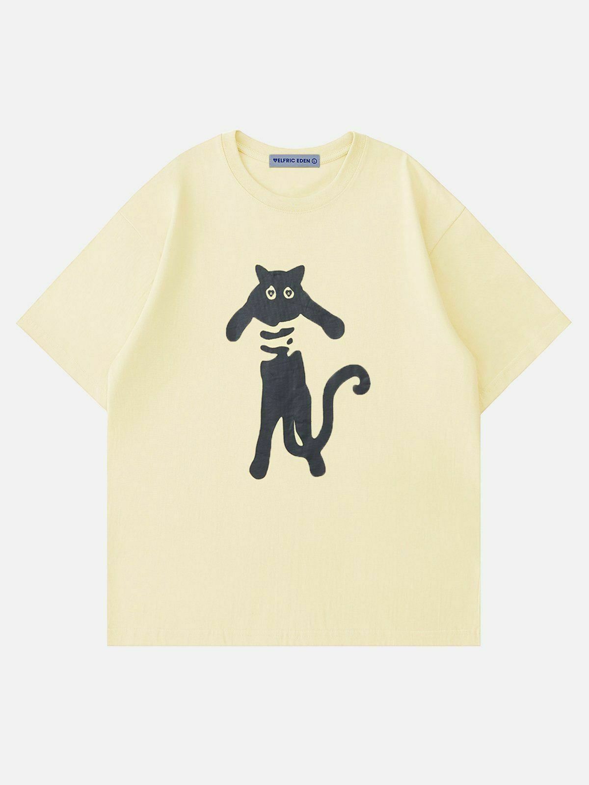 Y2K Cute Cat Tee: Retro 90s Inspired Top for Summer Outfits and Grunge Vibes