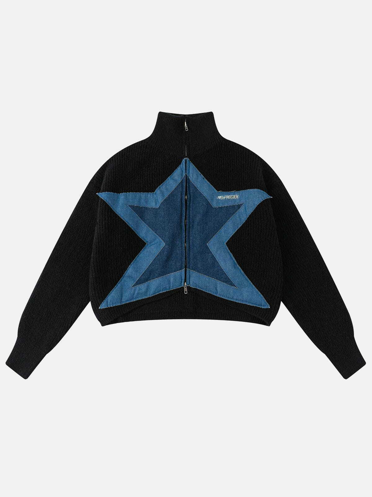 Y2K Denim Applique Cardigan: Retro 90s Grunge Style for Trendy Summer Outfits