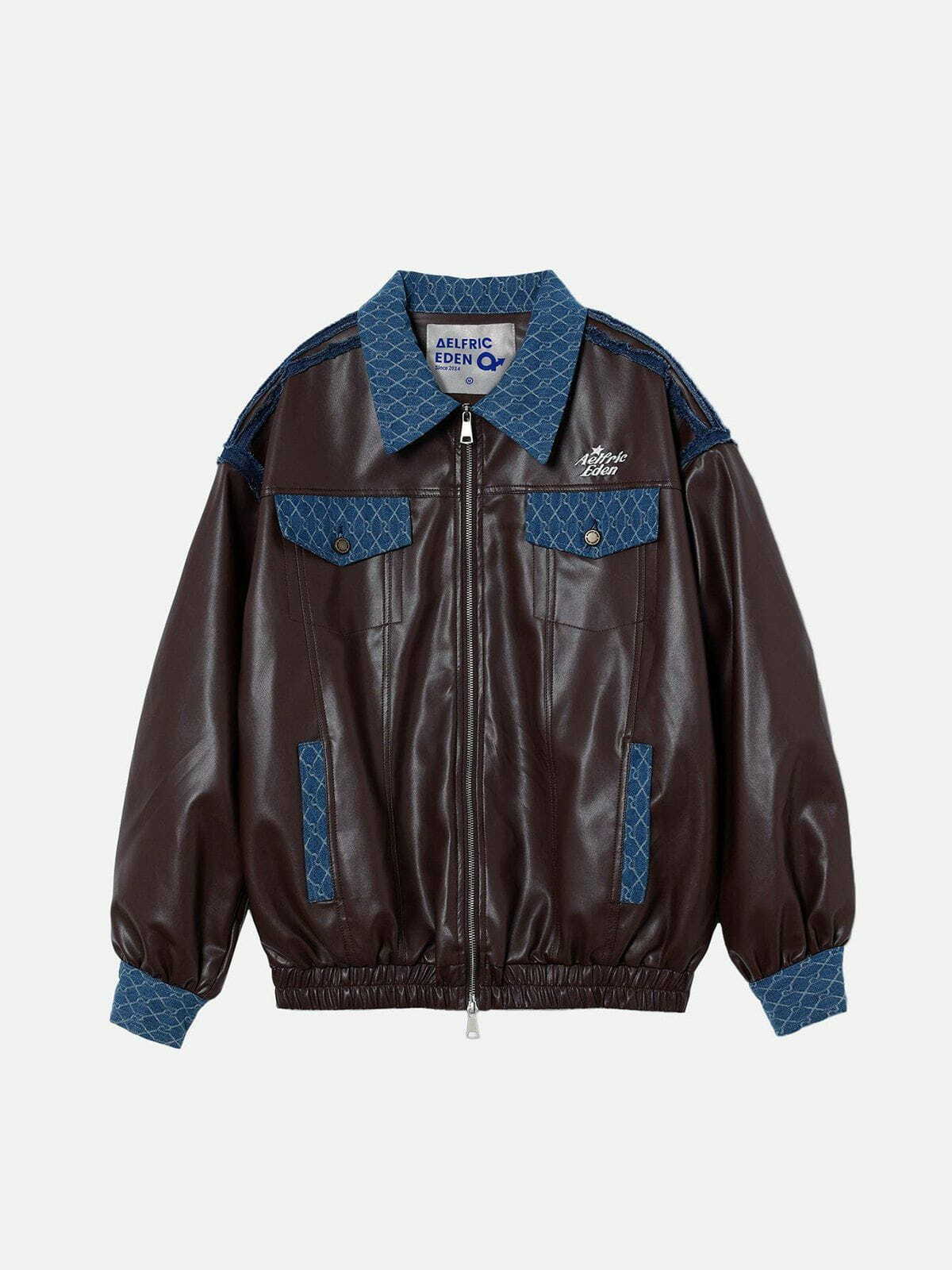 Y2K Denim Patchwork Jacquard Jacket - Retro 90s Grunge Style for Trendy Summer Outfits