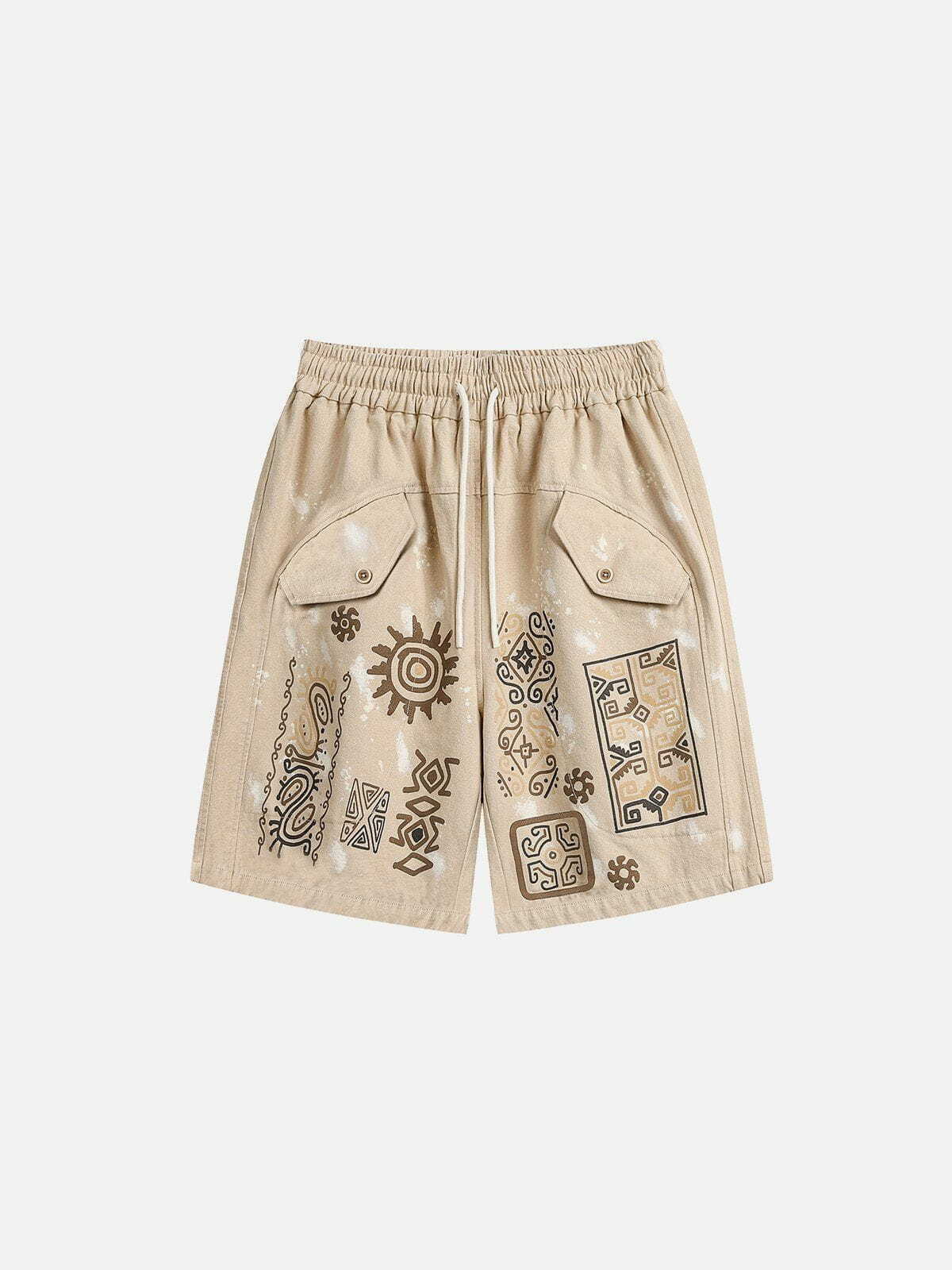Y2K Desert Graffiti Print Shorts - Trendy Summer Outfit for Retro Vibes and Grunge Style