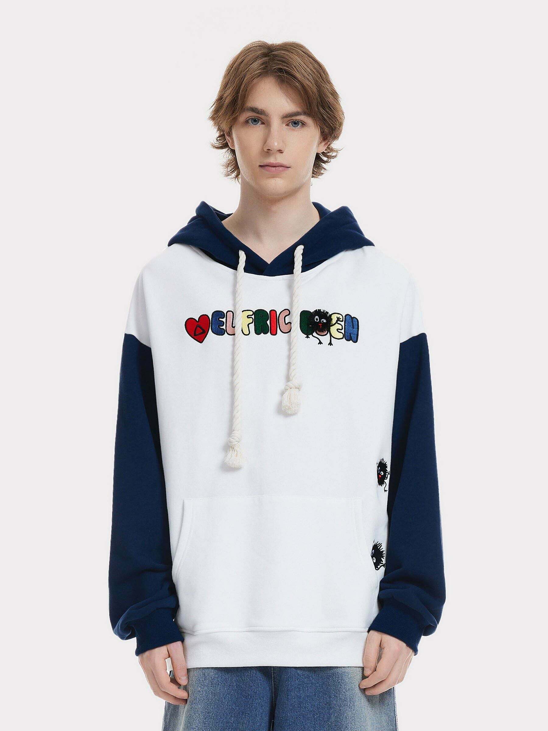 Y2K Dottie Embroidery Hoodie - Retro Grunge Style for Summer Outfits & 90s Vibes
