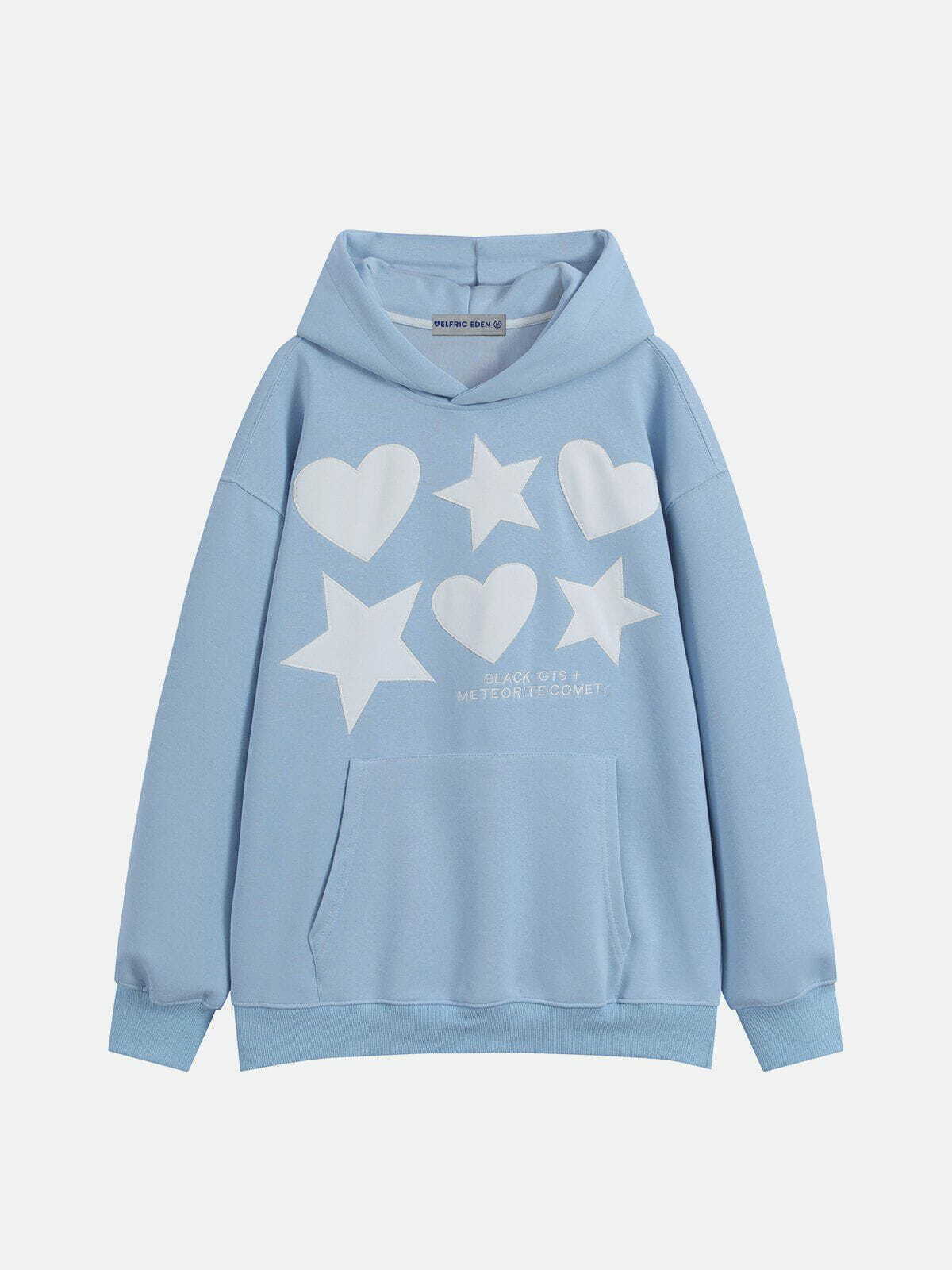Y2K Embroidered Star Heart Hoodie - Trendy Grunge Style for Summer Outfits & Parties