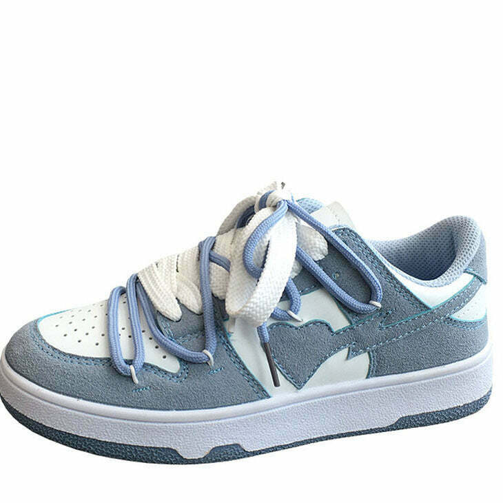 Y2K Fashion Blue Heart Aesthetic Sneakers - Trendy 2000s Style Footwear