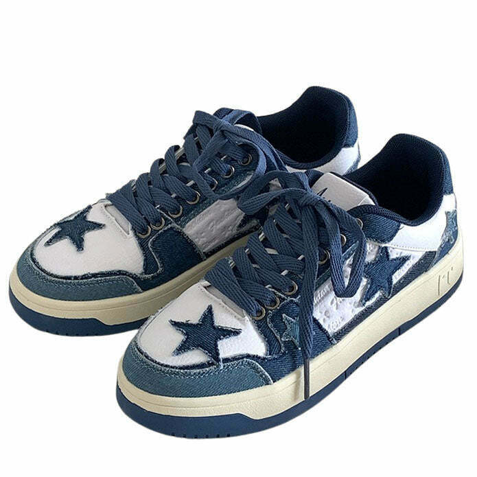Y2K Fashion Blue Jeans & Aesthetic Sneakers for Trendy Outfits