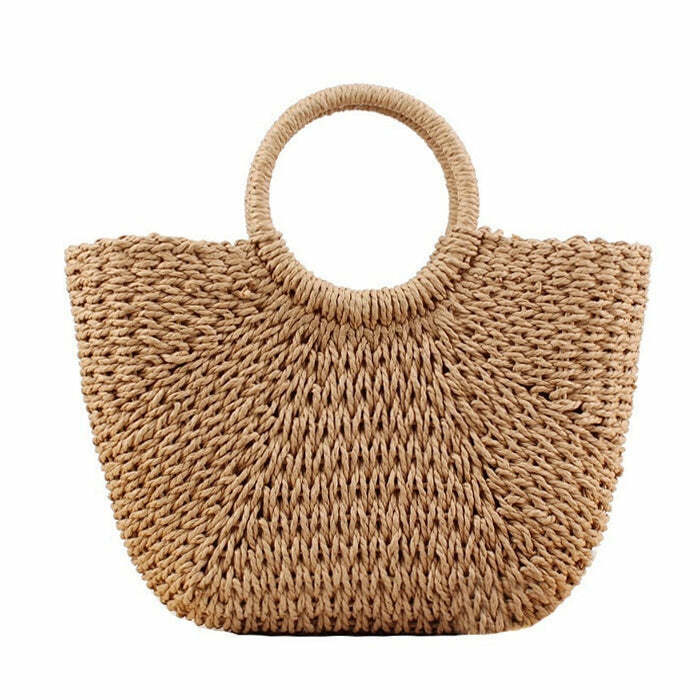 Y2K Fashion Cottagecore Straw Bag - Trendy 2000s Style Accessory