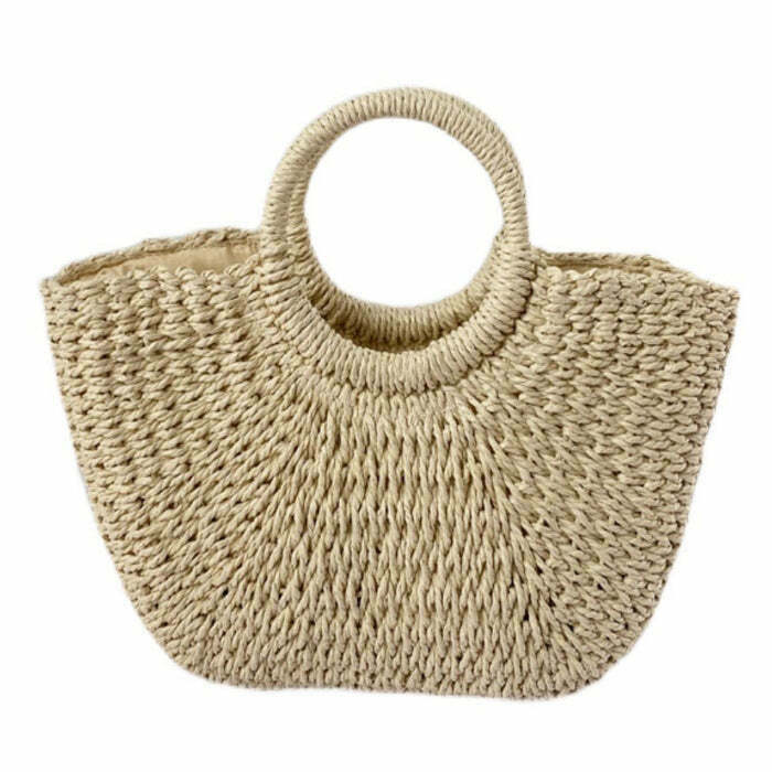 Y2K Fashion Cottagecore Straw Bag - Trendy 2000s Style Accessory