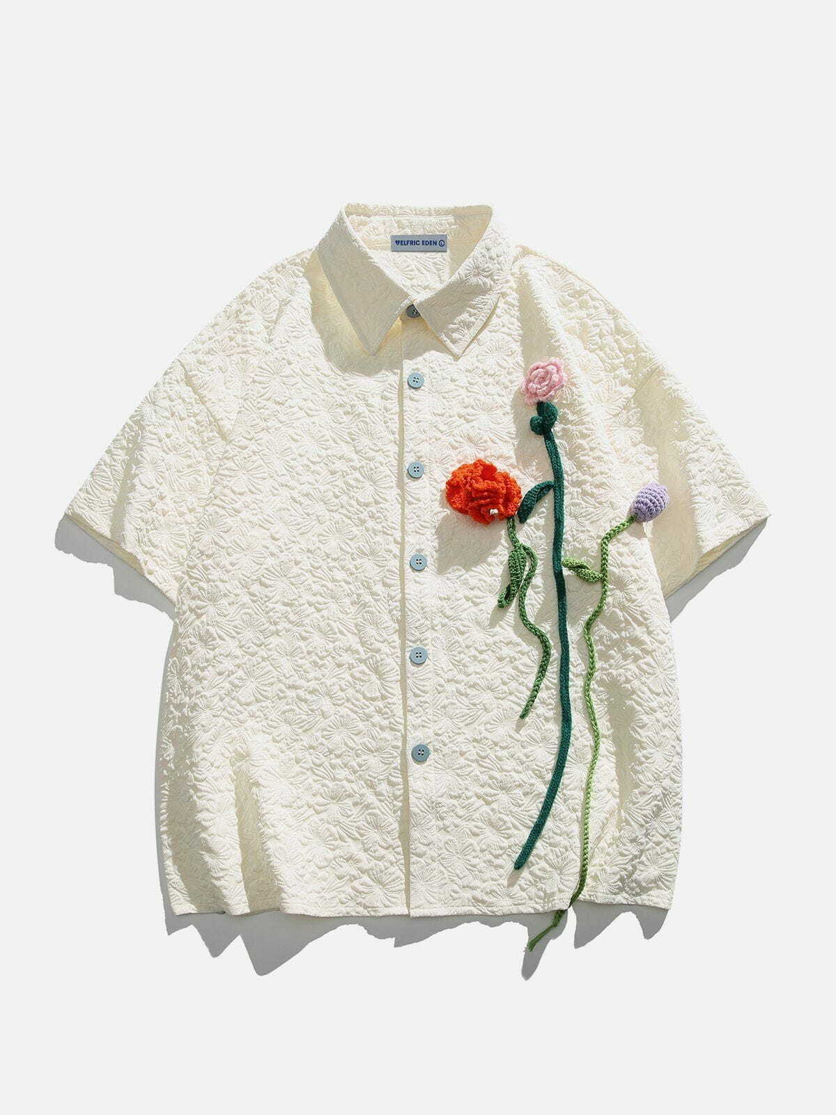 Y2K Floral Bloom Short Sleeve Shirt - Trendy Summer Outfit for Retro Vibes and Grunge Style