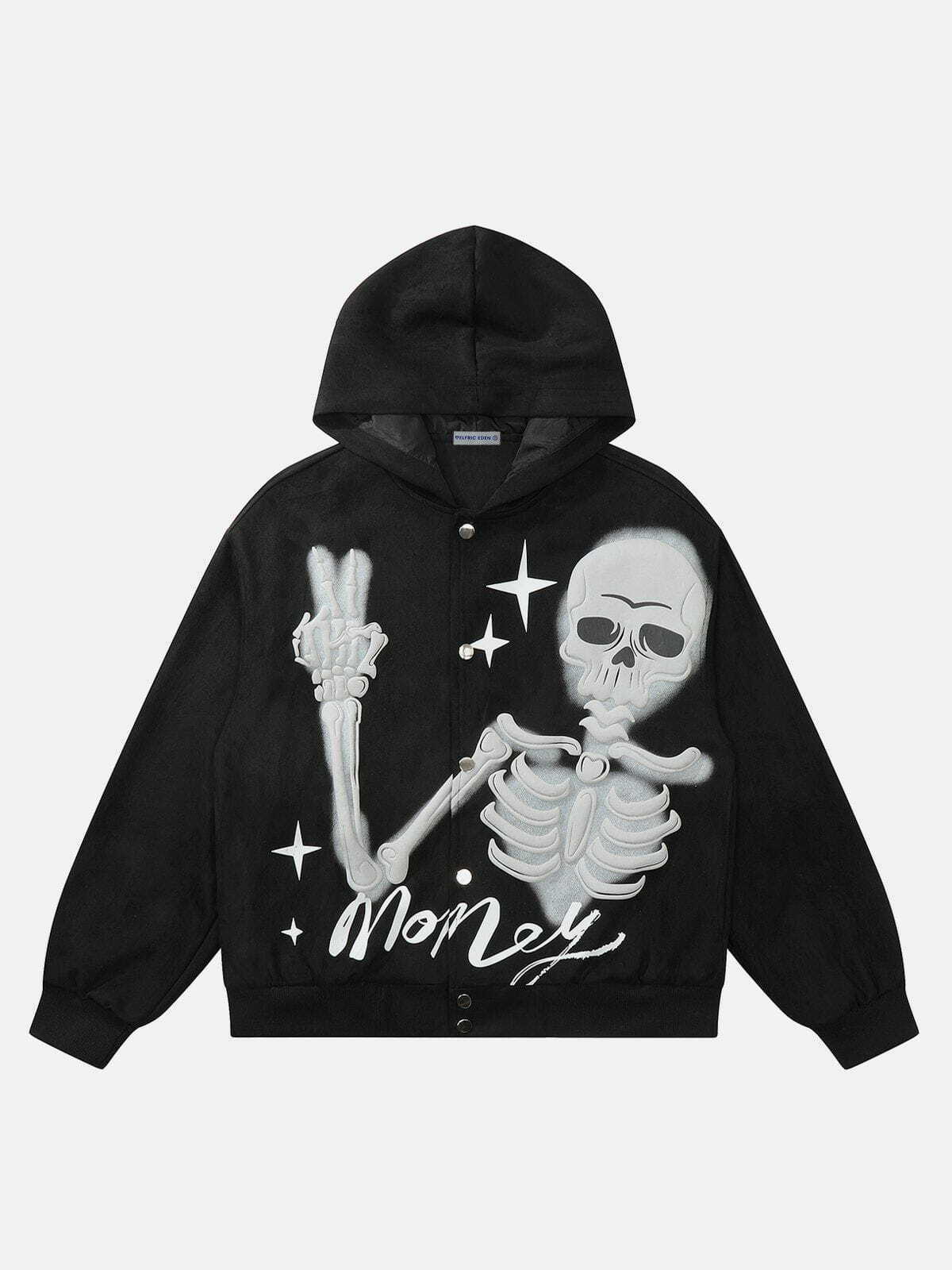 Y2K Foam Print Hooded Jacket - Retro Grunge Style for Summer Outfits & Parties