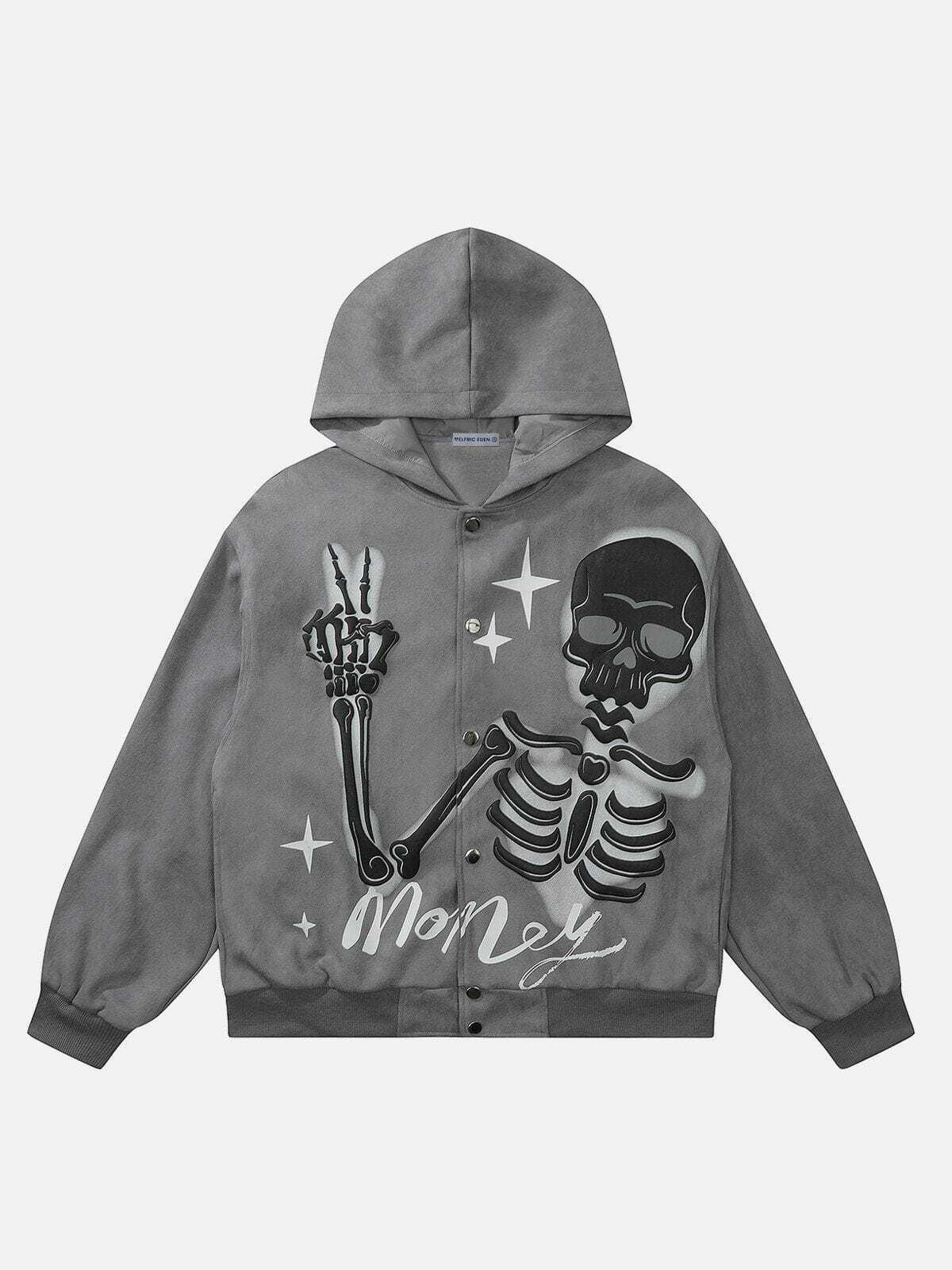 Y2K Foam Print Hooded Jacket - Retro Grunge Style for Summer Outfits & Parties