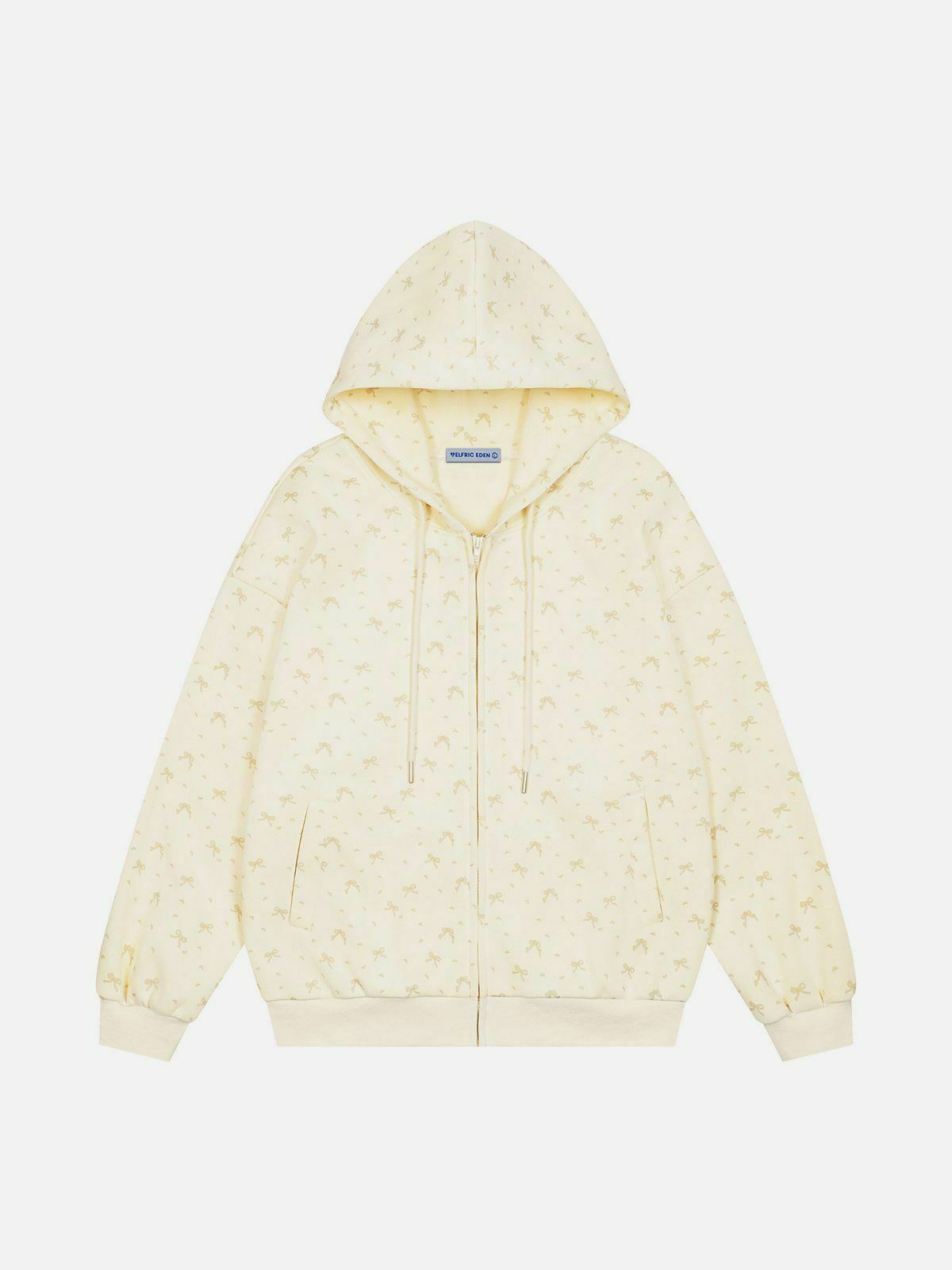Y2K Full Print Bow Hoodie - Trendy Summer Outfit for Retro Style Lovers