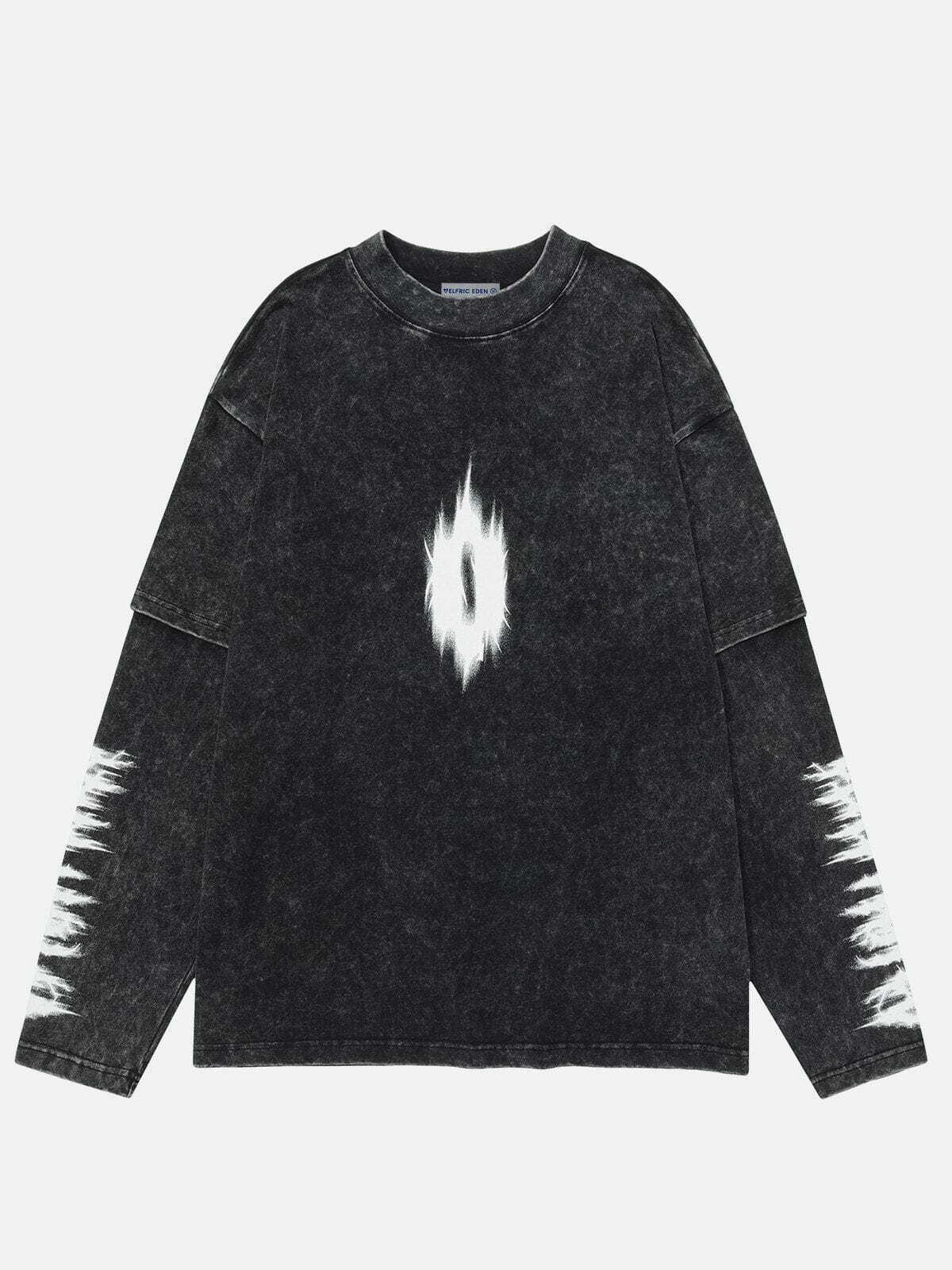 Y2K Grunge Blurring Print Washed Sweatshirt - Retro 90s Style for Trendy Outfits