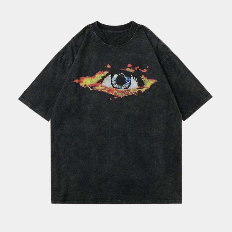 Y2K Grunge 'Burning Vision' Graphic Tee - Trendy Summer Outfit Essential
