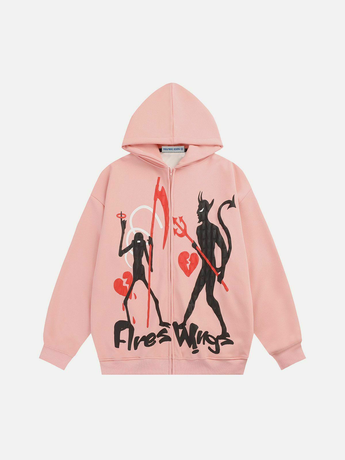 Y2K Grunge Daemon Print Hoodie - Retro 90s Fashion for Trendy Summer Outfits