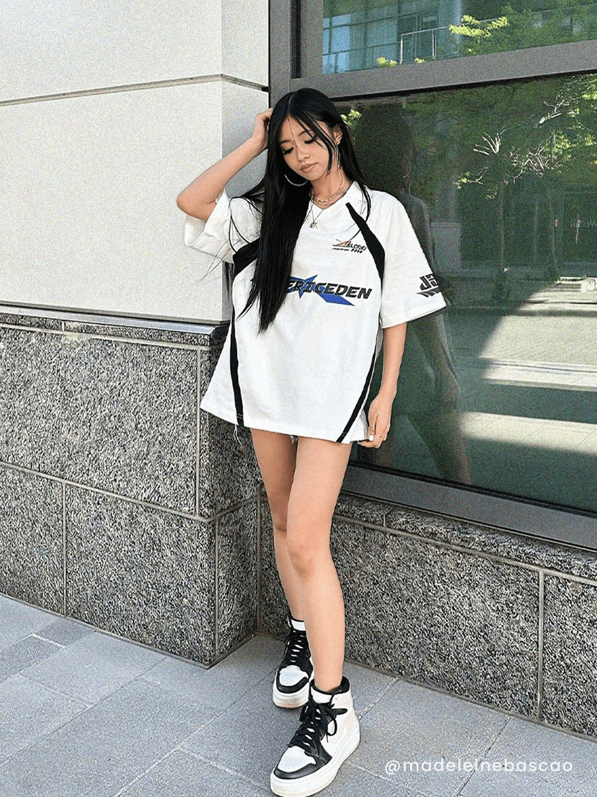 Y2K Grunge Fold-Over Tee: Retro 90s Summer Outfit Essential for Trendy Women
