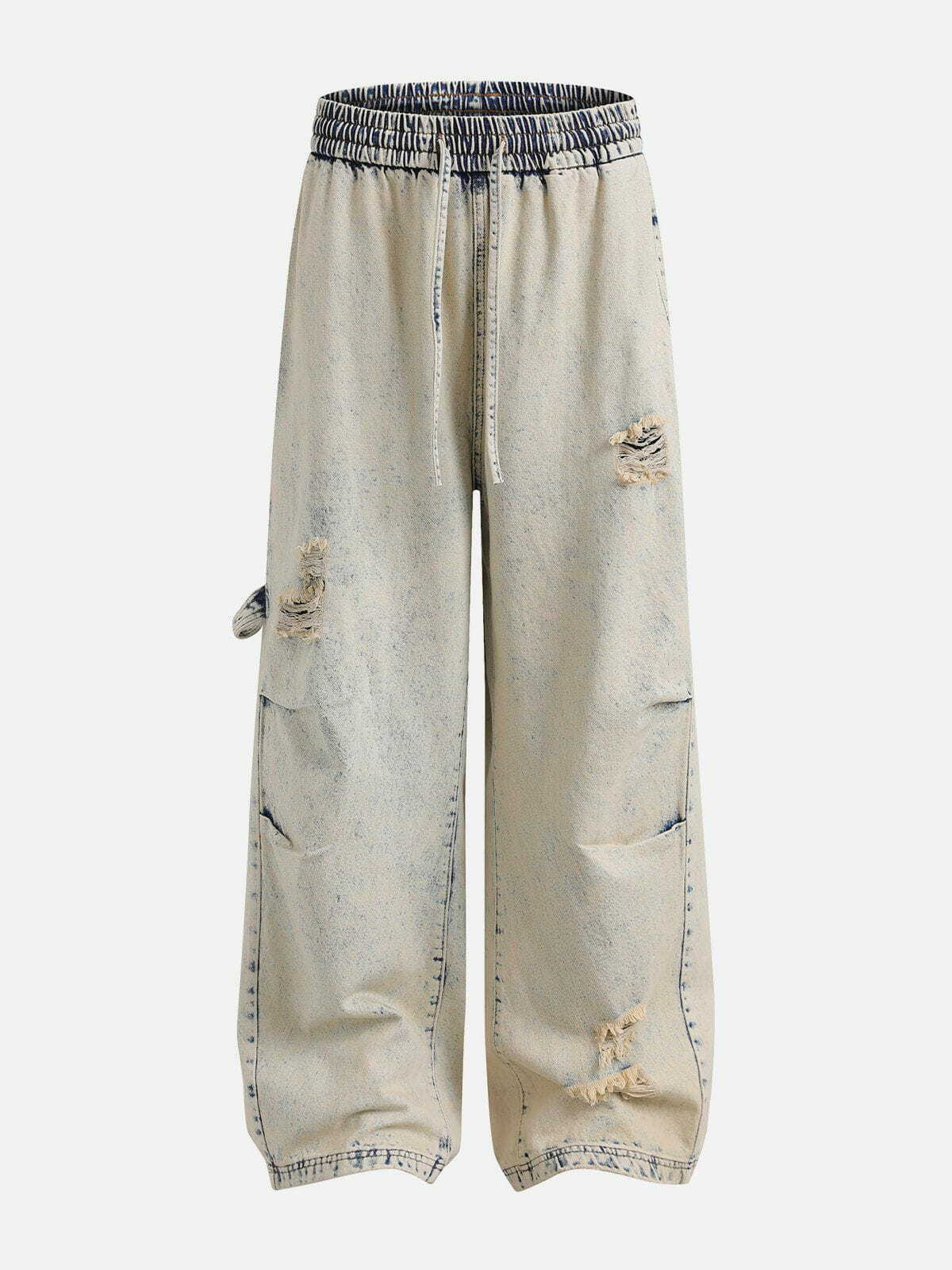 Y2K Grunge Loose Jeans - Vintage Yellow Mud Wash for Effortless 90s Summer Style