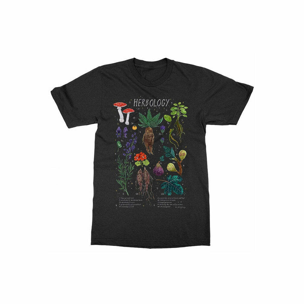 Y2K Herbology Graphic Tee - Vintage-Inspired Aesthetic Shirt for Trendy Summer Outfits